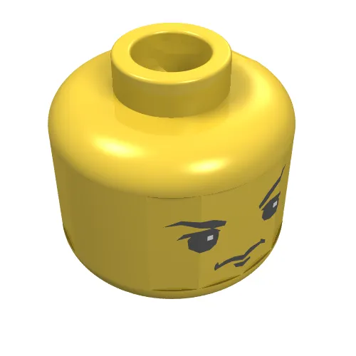 Minifig Head Harry Potter / Gregory Goyle, Dual Sided, Glasses and Lightning Bolt Scar / Stern Expression Print [Blocked Open Stud]