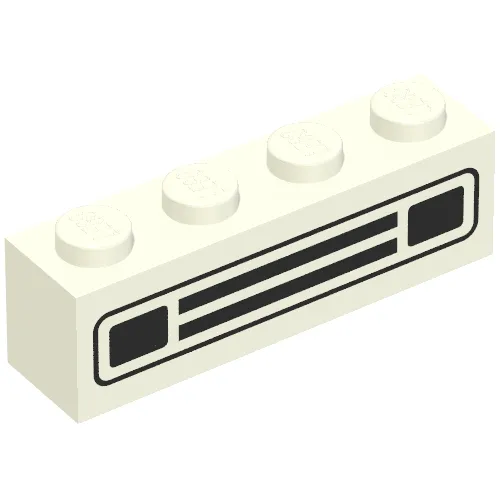 Brick 1 x 4 with Bottom Tubes, Lowered Center Cross Support with Black Car Grill Print