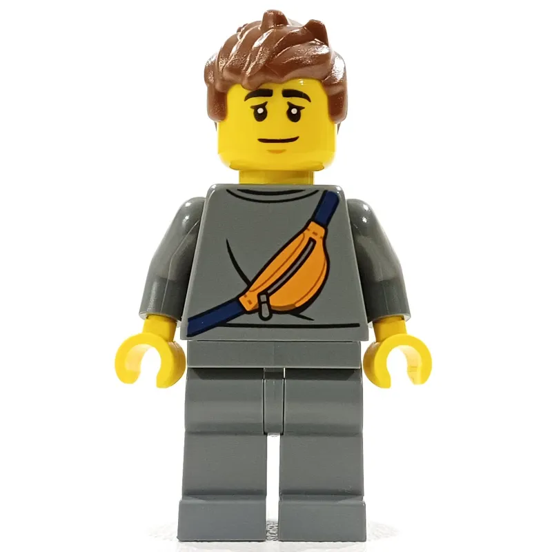 Man, Dark Bluish Gray Tracksuit, Fanny Pack