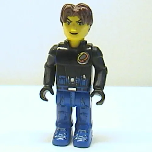 Juniors Minifig, Jack Stone, Black Jacket, Blue Legs, Blue Belt with Pockets and Radio