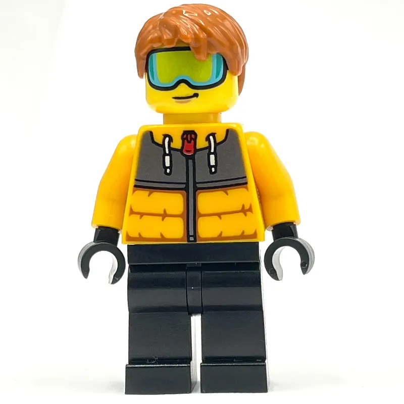 Snow Tuber, Bright Light Orange Jacket, Black Legs