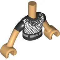 Minidoll Torso Boy with Black Shirt, Silver Chainmail, Belt print, Warm Tan Arms and Hands