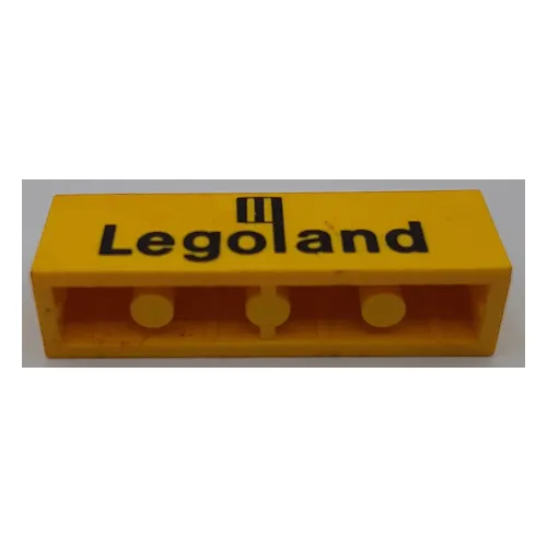Brick 1 x 4 with Bottom Tubes, Lowered Center Cross Support with Black 'Legoland' Logo Print