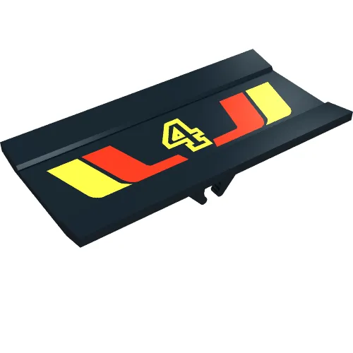Hinge Panel 6 x 3 with Yellow '4', Red/Yellow Stripes Patt.