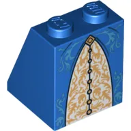 Slope 65° 2 x 2 x 2 with Bottom Tube and Gold and Medium Blue Trimmed Skirt Print