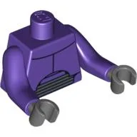 Torso with Long Arms, Chest Armor and Gray Abdominal Joint Print (Zurg), Dark Purple Arms, Dark Bluish Gray Hands