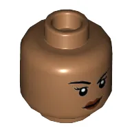 Minifig Head Valkyrie, Eyelashes, Reddish Brown Lips, Smirk / Open Mouth Smile Print