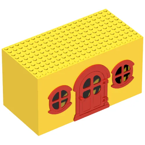 Fabuland, Building, House Block with Red Door and Red Windows