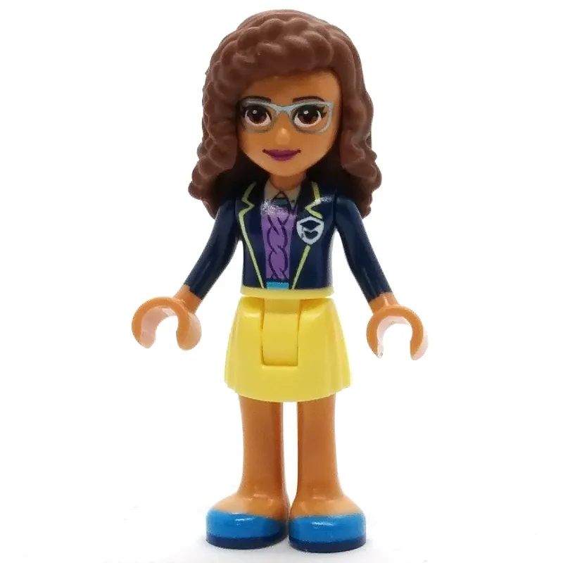 Olivia - Dark Blue Jacket, Bright Light Yellow Skirt