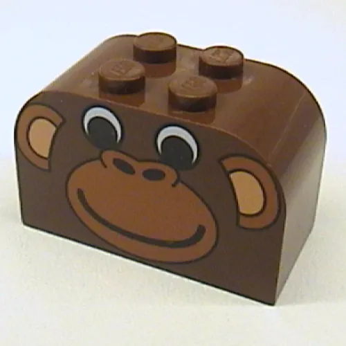 Brick Curved 2 x 4 x 2 Double with Monkey Face Print