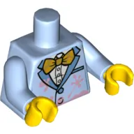 Torso Jacket, Cake Stains, Gold Bow Tie, White Shirt Print, Bright Light Blue Arms, Yellow Hands