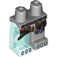 Hips and Light Bluish Gray Left Leg, Trans-Light Blue Right Leg with Copper Armor, Chains, Purple Sinew Patches and Gray Talons Print