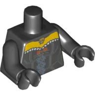 Torso Corset with Orange Bow and Gold Skull Necklace Print, Black Arms and Hands