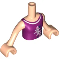 Minidoll Torso Girl with Magenta Top with Butterfly Print / Light Nougat Arms and Hands