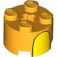 Brick Round 2 x 2 with Yellow Curved Stripe print