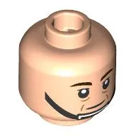 Minifig Head Captain Antilles / Rebel Trooper, Dark Brown Eyebrows, Wrinkles, Chin Strap, Neutral / Scared Print