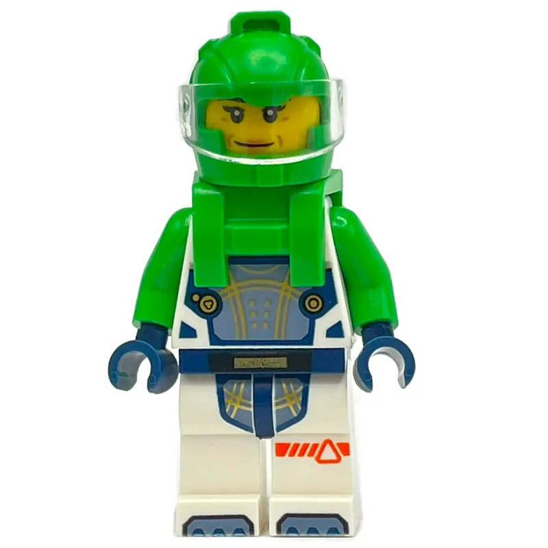 Astronaut, White Spacesuit, Bright Green Backpack and Helmet