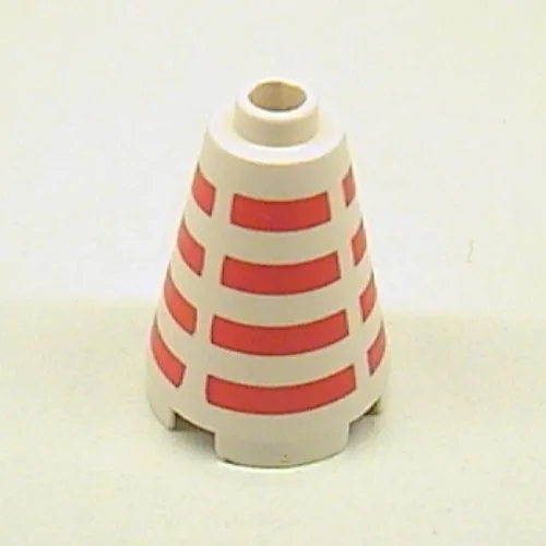 Cone 2 x 2 x 2, Open Stud with Horizontal Red Stripes Print
