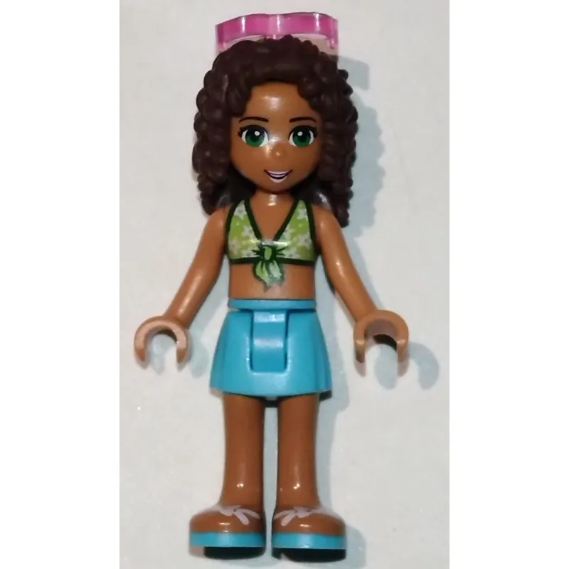 Andrea - Lime Bikini, Medium Azure Skirt