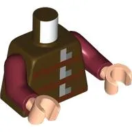 Torso, Pixelated Reddish Brown Straps, Silver Buckles print, Dark Red Arms, Light Nougat Hands