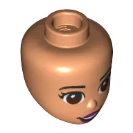 Minidoll Head Reddish Brown Eyes, Open Mouth, Magenta Lips