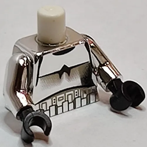 Torso Armor Stormtrooper Black Chest Marking with Line Print, Chrome Silver Arms, Black Hands