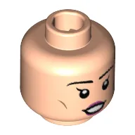 Minifig Head Wonder Twin Jayna, Eyebrows, Mascara, Pink Lips Print