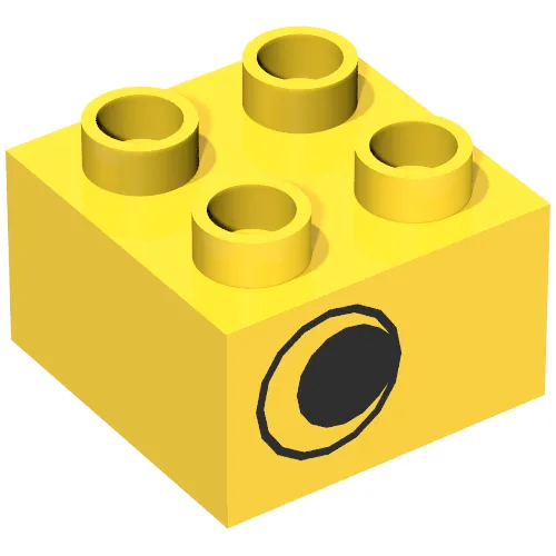 Duplo Brick 2 x 2 with Eye without White Print, on One Side, Offset Left