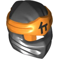 Wrap with Long Back Knot, Orange Band Pattern with Black Asian Symbol Print