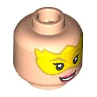 Minifig Head Electro, Yellow Mask, Coral Lips, Open Mouth Smile