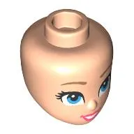 Minidoll Head, Dark Tan Eyebrows, Medium Azure Eyes, Coral Lips