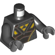 Torso Armor Pearl Titanium Plates with Copper Trim and Yellow Triangles (Blacktron I Logo) Print, Black Arms, Dark Bluish Gray Hands
