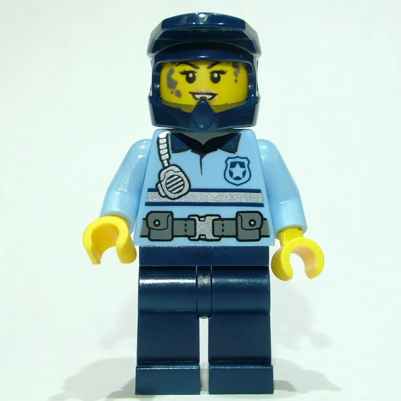 Police Officer - Bright Light Blue Torso, Dark Blue Legs and Helmet