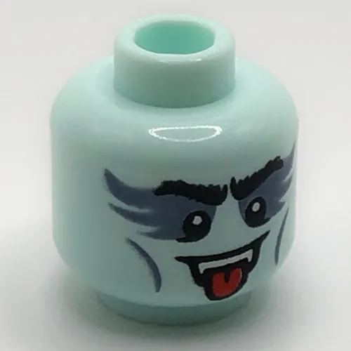 Minifig Head Vampire Guitarist, Open Mouth, Tongue, Fangs, Sand Blue Eye Shadow print