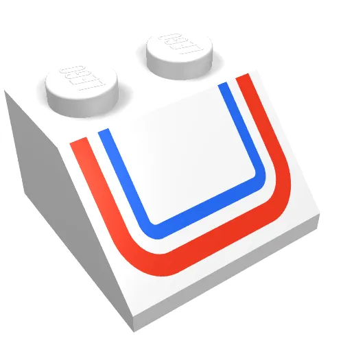 Slope 45° 2 x 2 with Red/Blue U-shaped Stripe Print