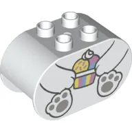 Duplo Brick 2 x 4 x 2 Rounded Ends with Polar Bear Body and Ice Cream Print