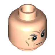 Minifig Head Salazar Slytherin, Dark and Light Bluish Gray Eyebrows, Dark Tan Facial Lines Print [Hollow Stud]