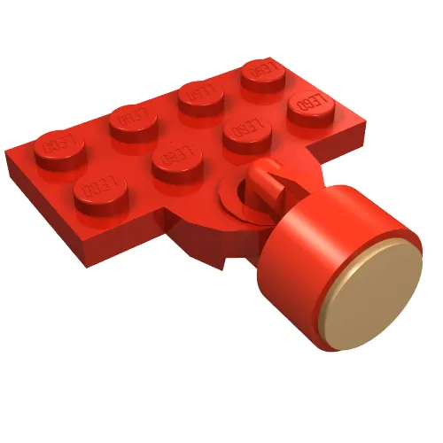 Plate Special 2 x 4 with Train Coupler Open with Magnet Long Cylinder Red