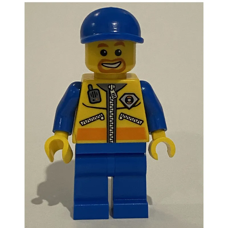 Coast Guard, Yellow Jacket with Zipper, Radio and Badge, Blue Cap, Goatee Beard