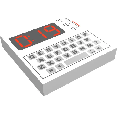 Tile 2 x 2 with Keyboard and Red '0:19' Print