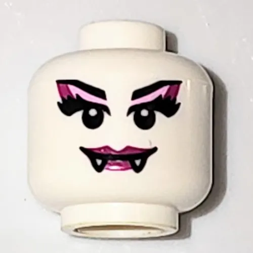 Minifig Head Spider Lady, Magenta Lips, Fangs and Magenta Eye Shadow