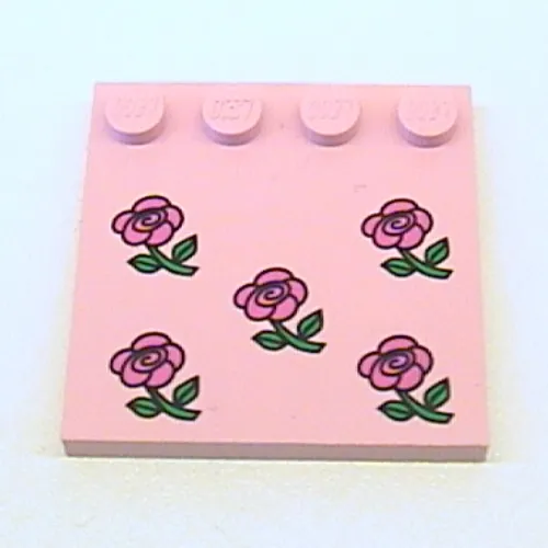 Plates Special 4 x 4 with Studs on One Edge and Roses Print