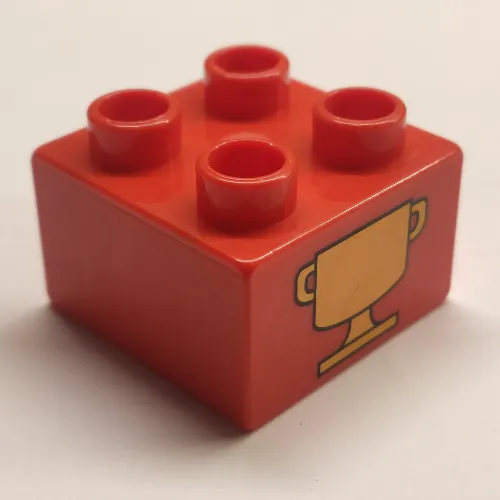 Duplo Brick 2 x 2 with Trophy Cup Print