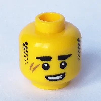 Minifig Head, Sideburns, Thick Eyebrows and Scars Print