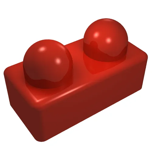 Primo Brick 1 x 2 with 5 Yellow Stars Print