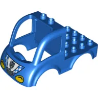 Duplo Car Body Truck 4 x 4 Flatbed with 2 Top Studs, Grille and Headlights, Police Badge and Blue and White Checked Print