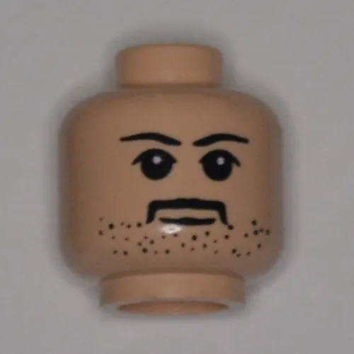 Minifig Head Sirius Black, Moustache with Eyebrows, White Pupils, and Stubble Print