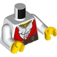 Torso Shirt with Ruffles, Under Red Vest, Dark Brown Belt print, White Arms, Yellow Hands