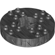 Turntable 6 x 6 Round Flat Silver Base Serrated with Gold, Red and Black Print (Ninjago Spinner)