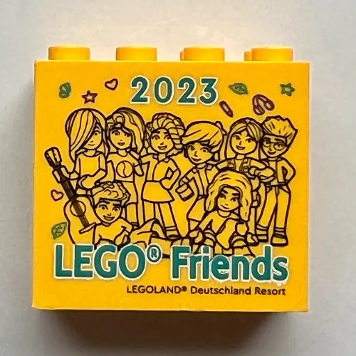 Brick 2 x 4 x 3 with 'LEGOLAND Deutschland Resort 2023 LEGO Friends' Print